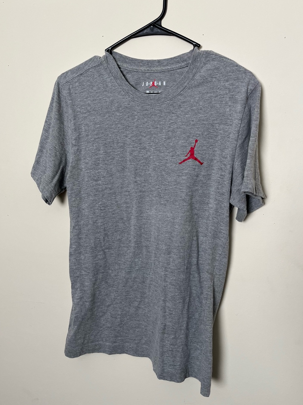 Jordan Short Sleeve Gray Tee with Red Jumpman